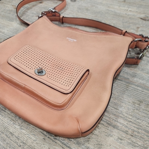 COACH Legacy Perforated Leather Courtenay Hobo Bag, Peach,Women's OS - Picture 7 of 13